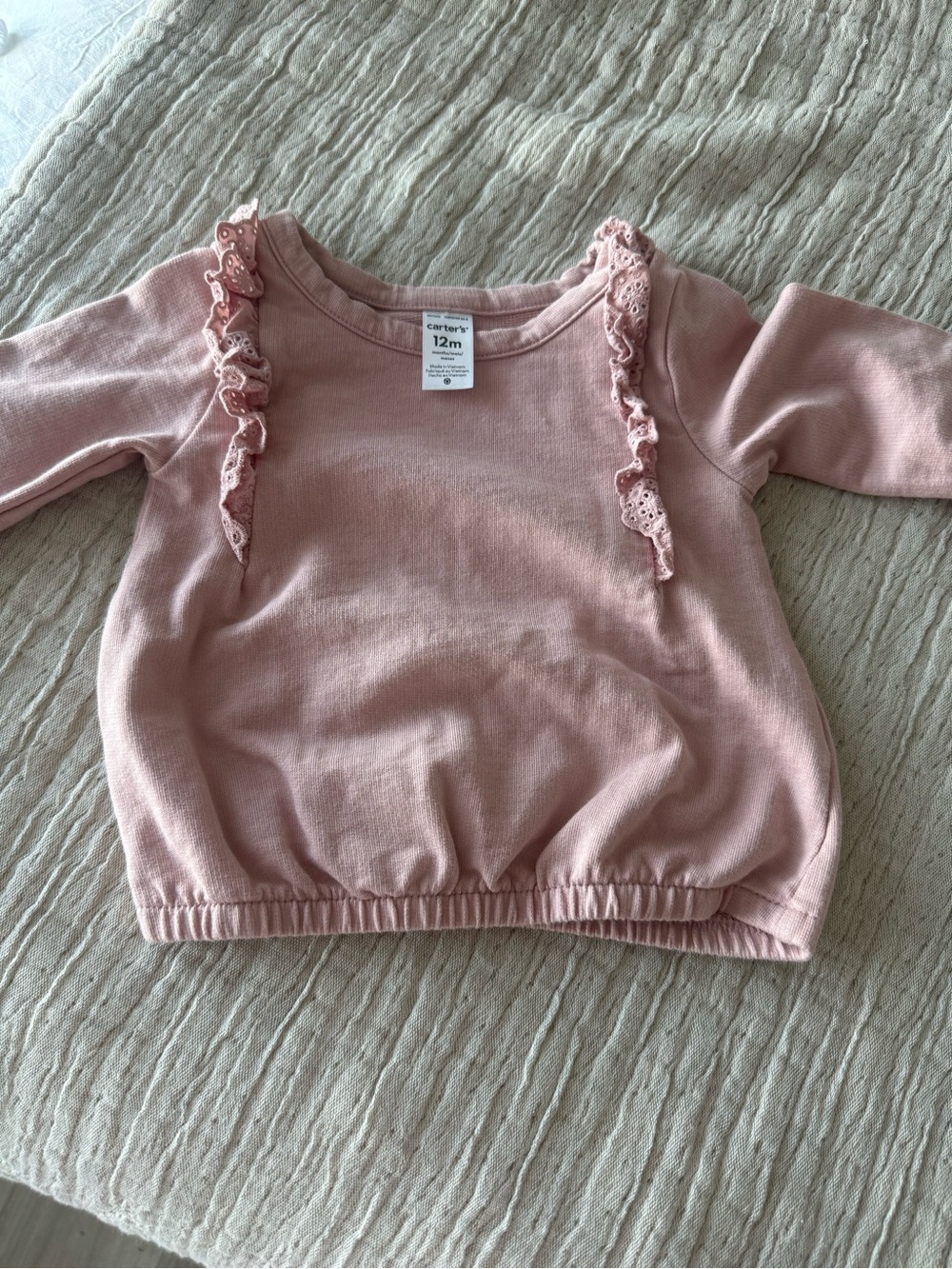 Carter's Blush Pink Ruffle-Trim Long Sleeve Sweatshirt